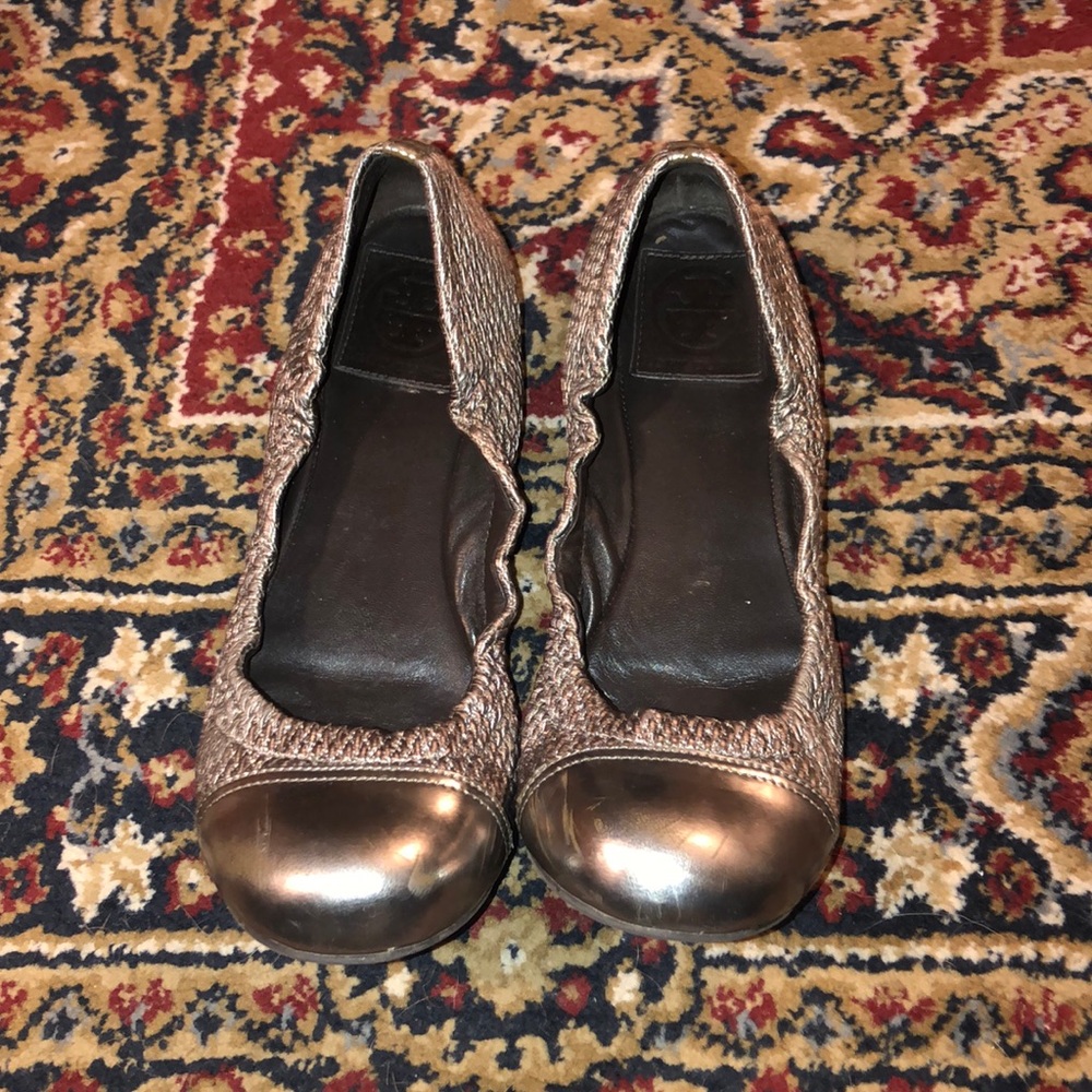 Torch Burch flats, silver size 7 1/2